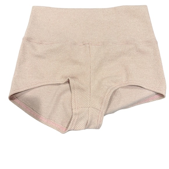 RubiaWear Womens Ribbed High Waist Dance Shorts Tan Size M - Picture 3 of 5